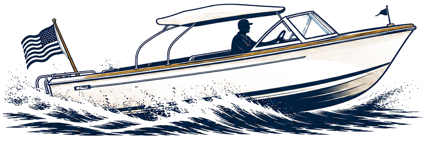 Classic motorboat illustration