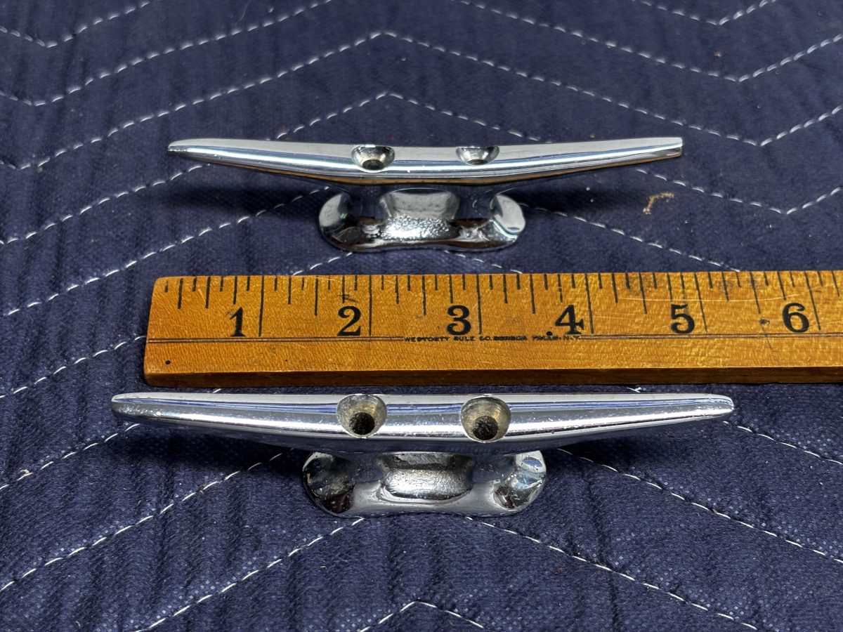 Pair of Brass Chrome Plated Boat Chocks 5" photo 1