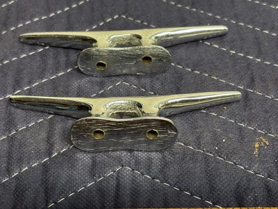 Pair of Brass Chrome Plated Boat Chocks 5" photo 2