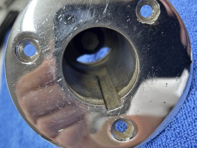 Vintage Chrome Brass Marine Stern Light Pole Socket Flush Mount Boat Hardware photo 2